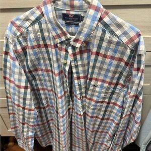 Vineyard Vines Men's Red, Blue, and Green Plaid Shirt